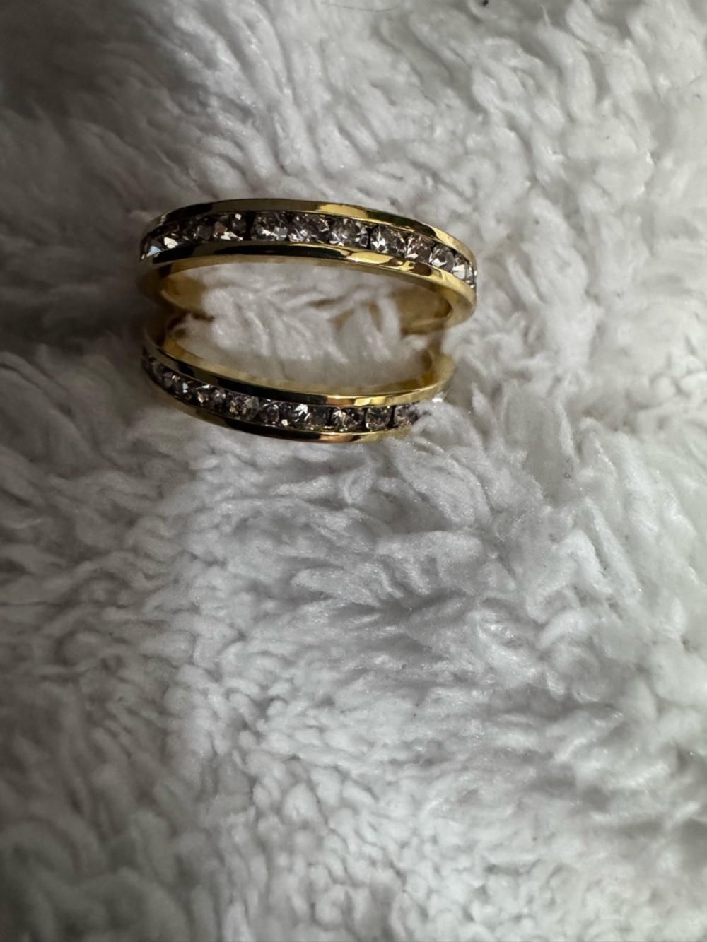 Charter Club Gold Tone Eternity Double Band Crystal Ring set of two